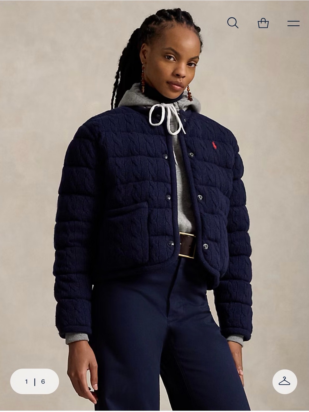 Polo by Ralph Lauren Cable-knit quilted jacket Size Medium